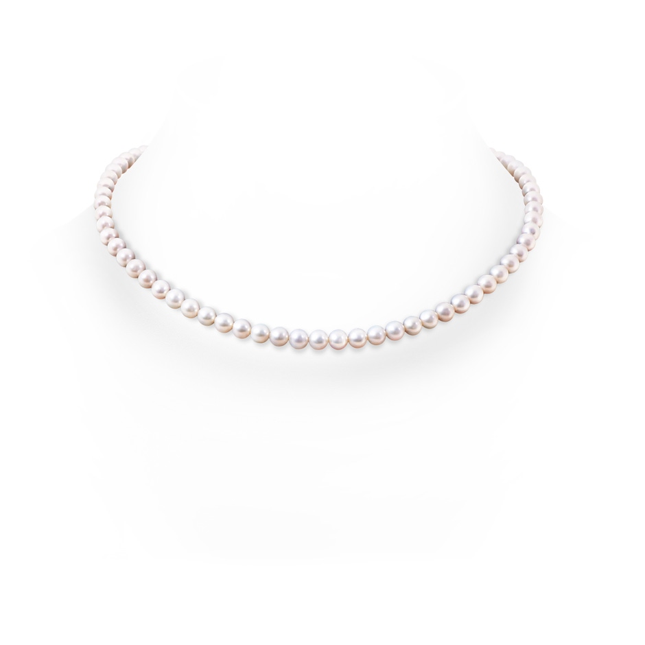 Semi Frosted Diamond Clasp 6-7mm 6-7mm, 18" Freshwater Pearl Single Strand Necklace in Yellow Gold 