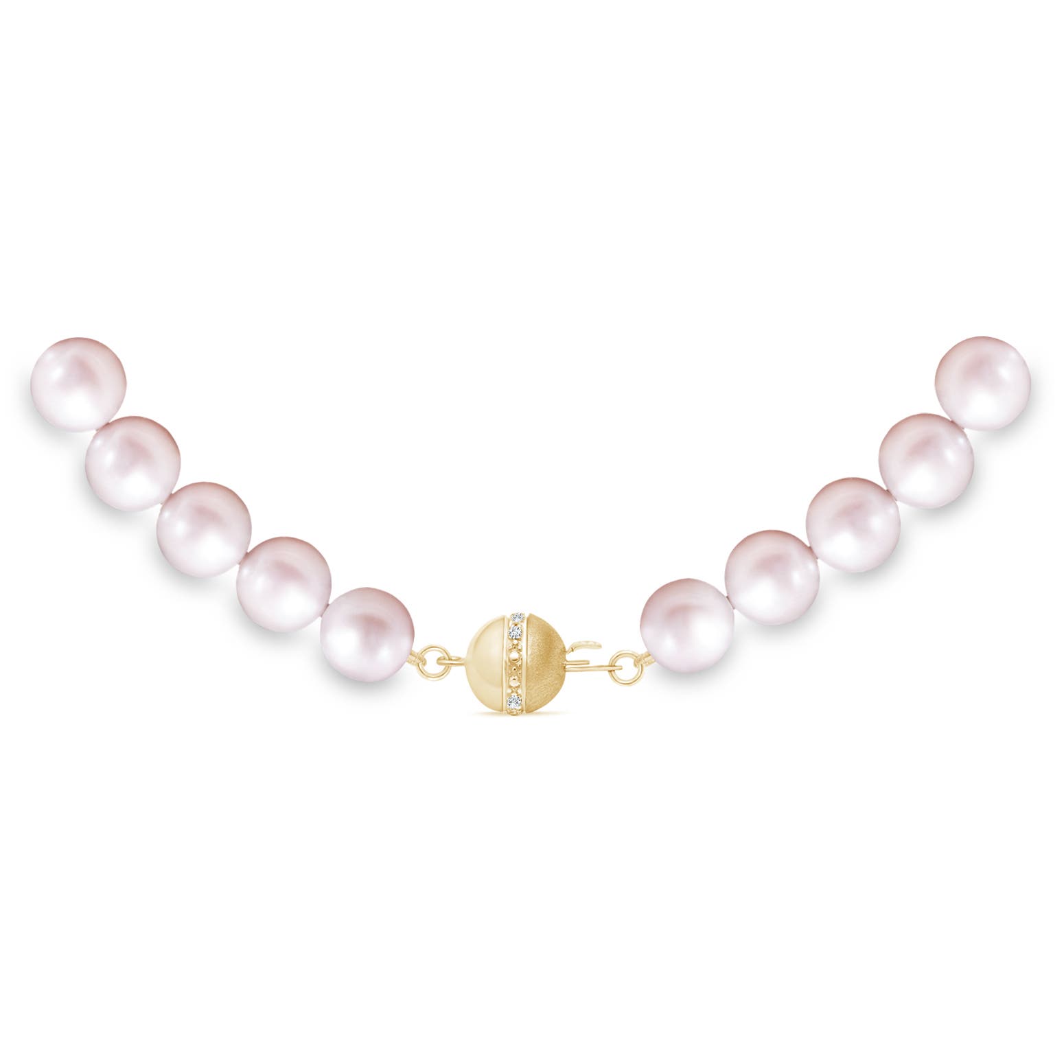 Semi Frosted Diamond Clasp 6-7mm 6-7mm, 18" Freshwater Pearl Single Strand Necklace in Yellow Gold - side 4
