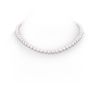 7-8mm Single Row Bow 7-8mm, 18" Single Strand Japanese Akoya Pearl Necklace in Yellow Gold