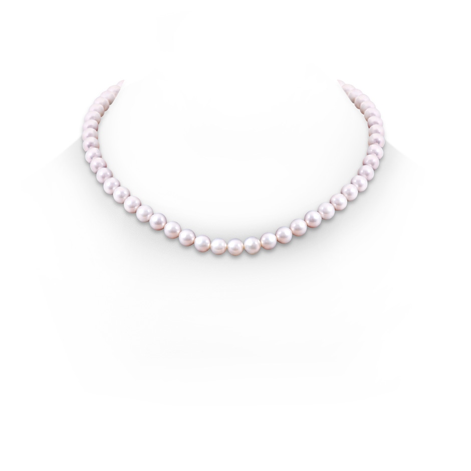 7-8mm Corrugated Ball 7-8mm, 18" Single Strand Freshwater Pearl Necklace in White Gold 