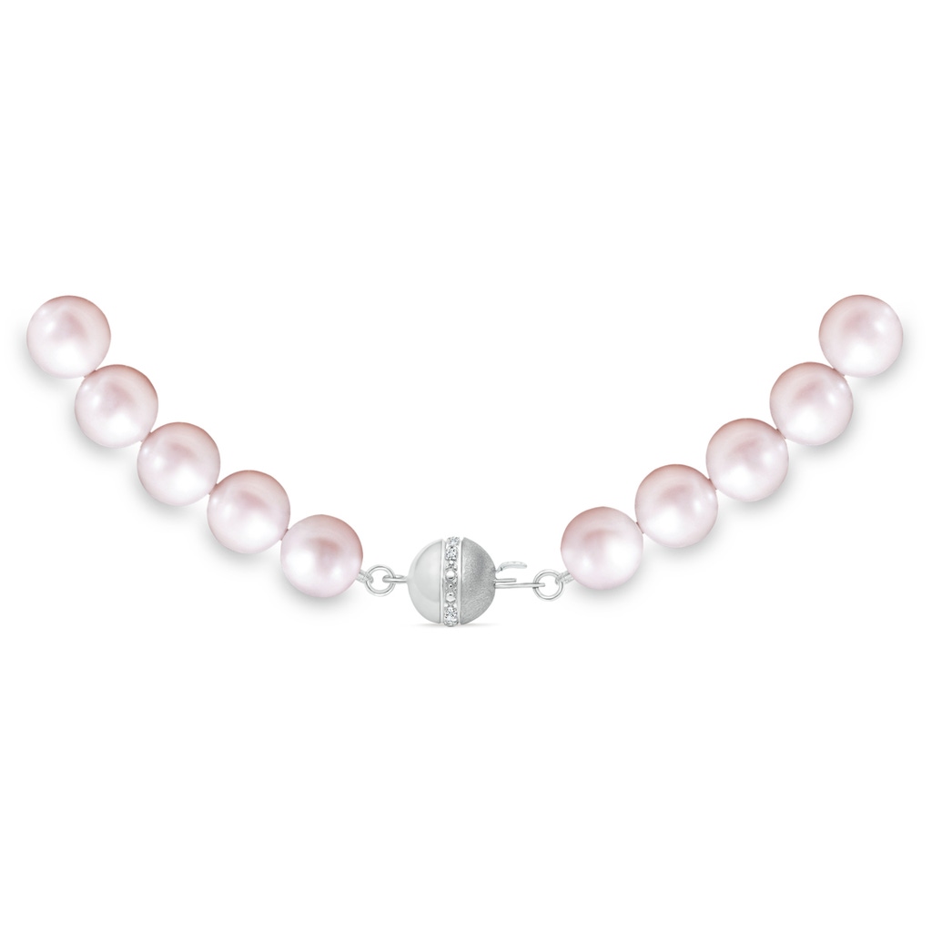 7-8mm Semi Frosted Diamond Clasp 7-8mm, 18" Single Strand Freshwater Pearl Necklace in White Gold - side 299