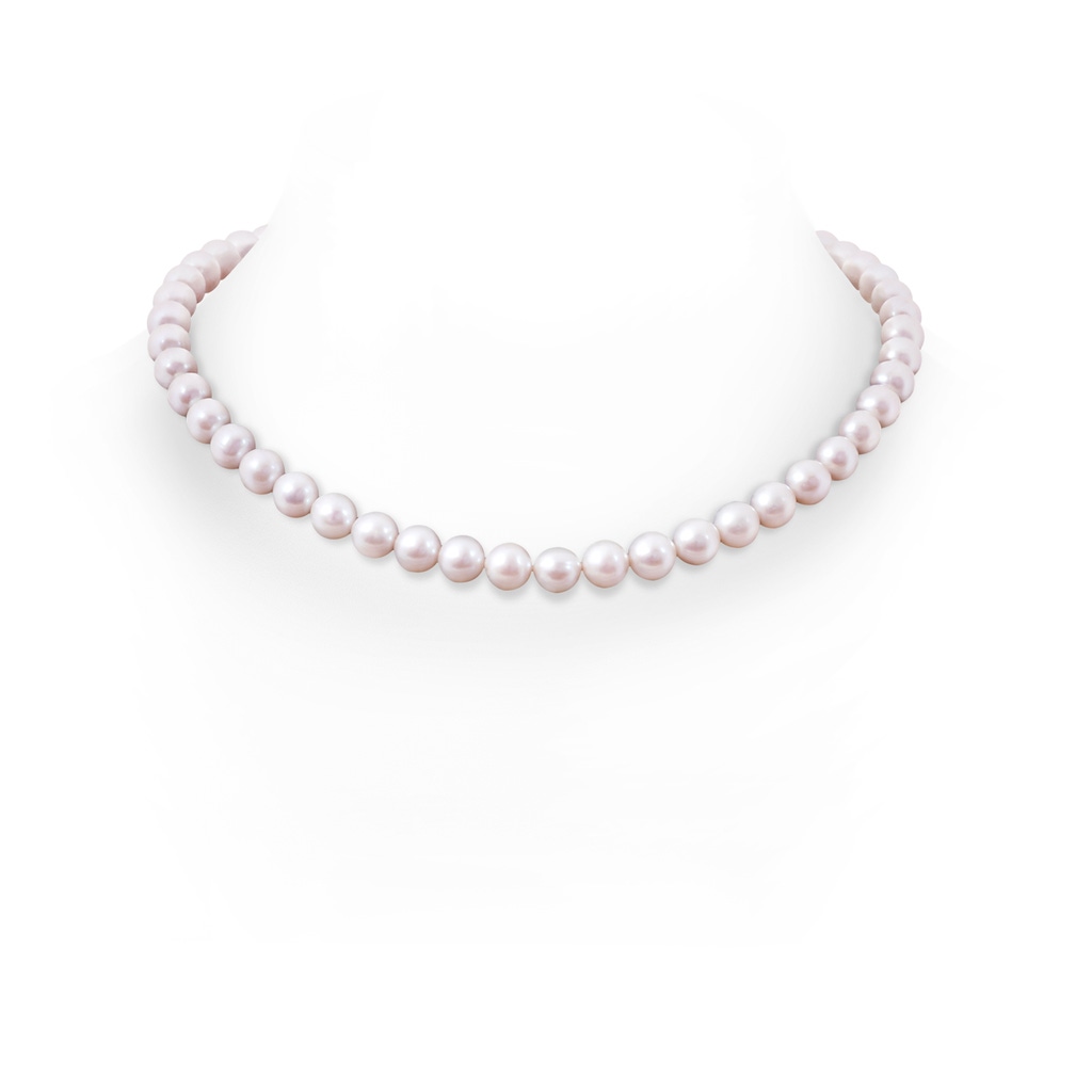 8-9mm Corrugated Ball 8-9mm, 18" Freshwater Pearl Single Strand Necklace in White Gold