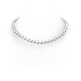 8-9mm Corrugated Ball 8-9mm, 18" Freshwater Pearl Single Strand Necklace in White Gold