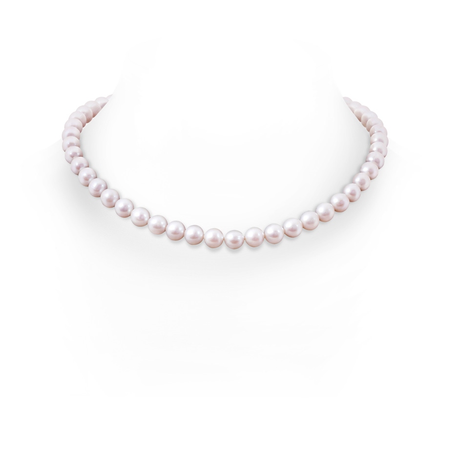 8-9mm Corrugated Ball 8-9mm, 18" Freshwater Pearl Single Strand Necklace in White Gold 