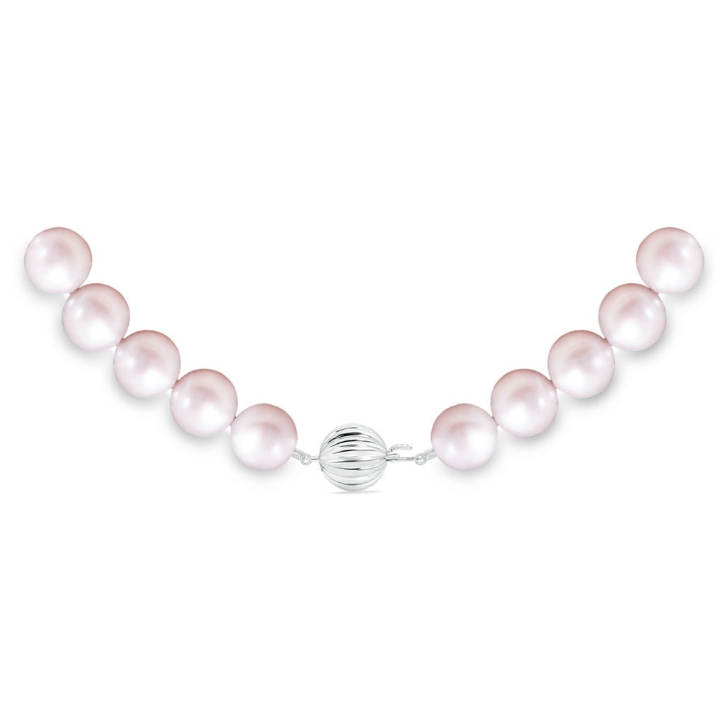 8-9mm Corrugated Ball 8-9mm, 18" Freshwater Pearl Single Strand Necklace in White Gold - side 299