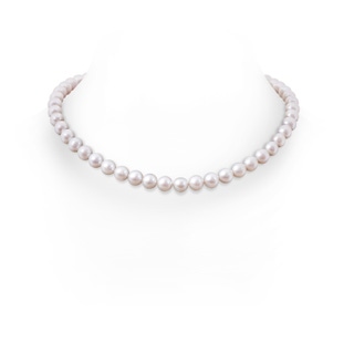 8-9mm Semi Frosted Diamond Clasp 8-9mm, 18" Freshwater Pearl Single Strand Necklace in White Gold
