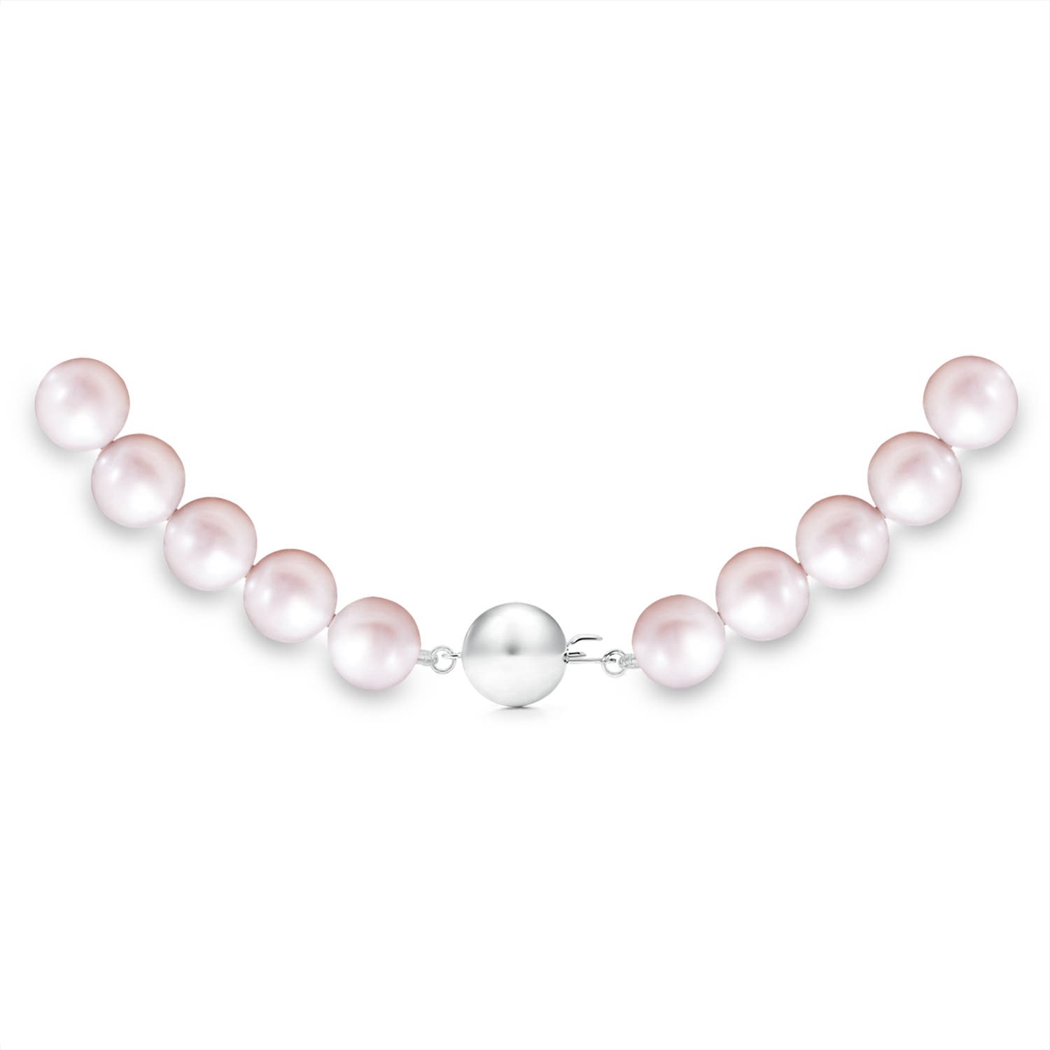 Ball Clasp 10-11mm 10-11mm, 20" Classic Freshwater Pearl Necklace in White Gold
