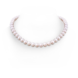 Semi Frosted Diamond Clasp 10-11mm 10-11mm, 20" Classic Freshwater Pearl Necklace in White Gold