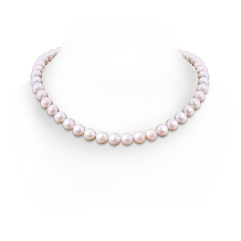 Semi Frosted Diamond Clasp 10-11mm 10-11mm, 20" Classic Freshwater Pearl Necklace in White Gold 