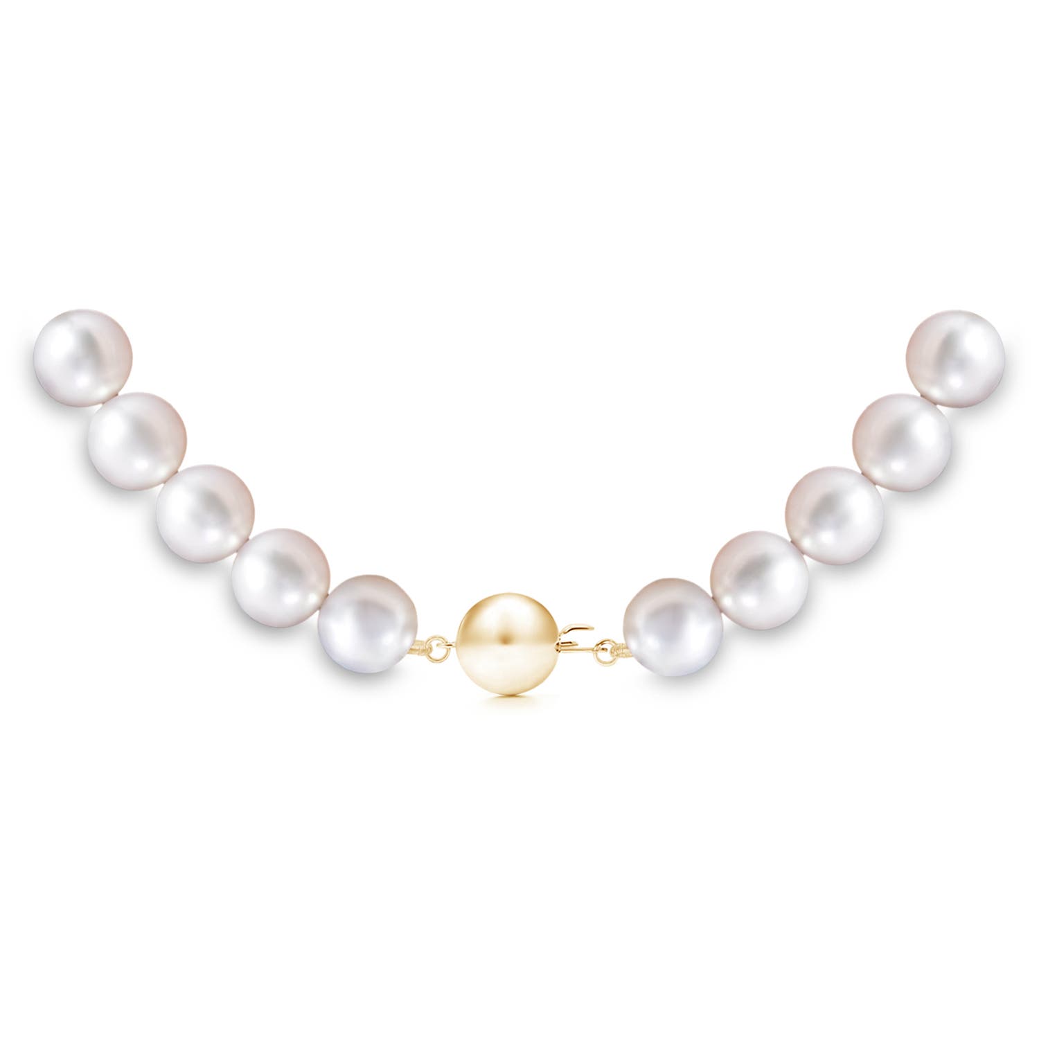 Ball Clasp 6-7mm 6-7mm, 20" Japanese Akoya Pearl Single Strand Necklace in Yellow Gold - side 2