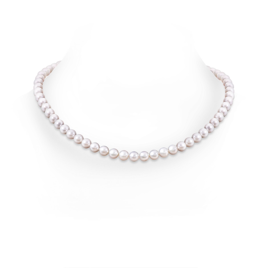 7-8mm Corrugated Ball 7-8mm, 20" Single Strand Japanese Akoya Pearl Necklace in White Gold 