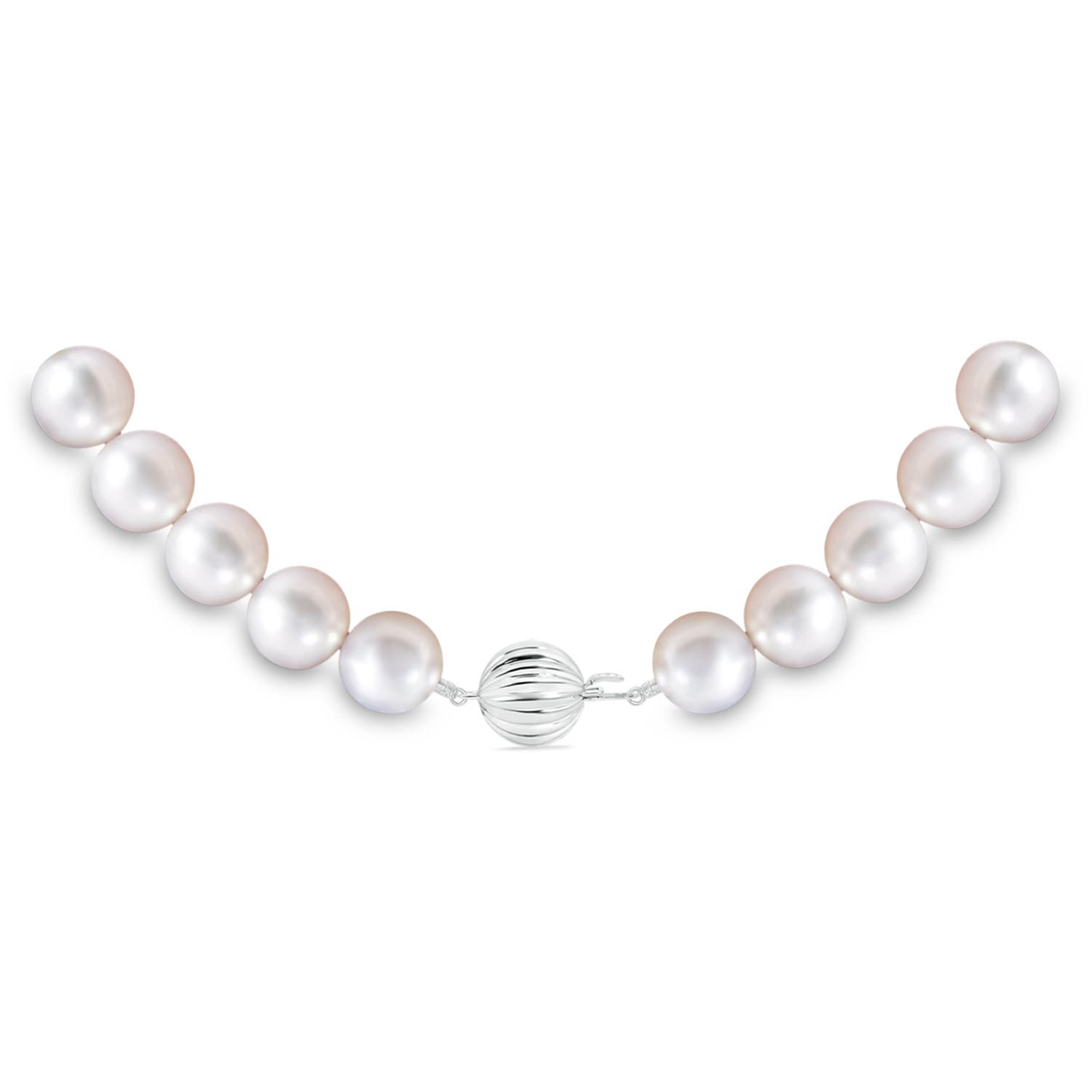 7-8mm Corrugated Ball 7-8mm, 20" Single Strand Japanese Akoya Pearl Necklace in White Gold