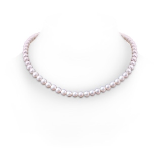7-8mm Semi Frosted Diamond Clasp 7-8mm, 20" Classic Freshwater Cultured Pearl Necklace in White Gold