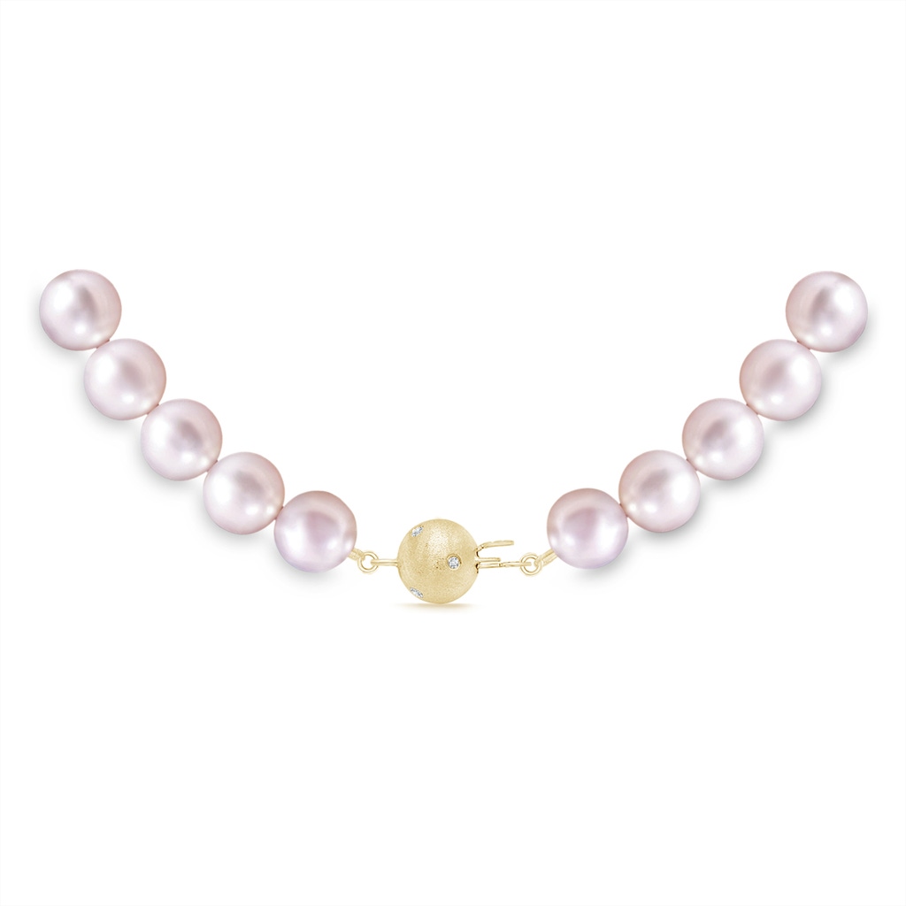 8-9mm Dia Frosted Ball 8-9mm, 20" Japanese Akoya Pearl Single Strand Necklace in Yellow Gold - side 299