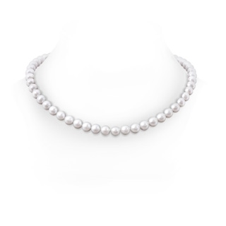 8-9mm Semi Frosted Diamond Clasp 8-9mm, 20" Freshwater Pearl Single Strand Necklace in White Gold