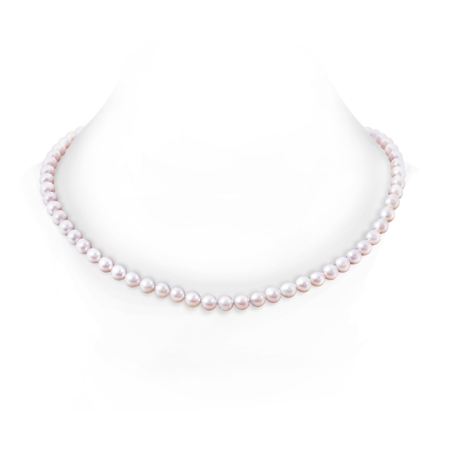 Ball Clasp 6-7mm 6-7mm, 22" Japanese Akoya Pearl Single Strand Necklace in White Gold 