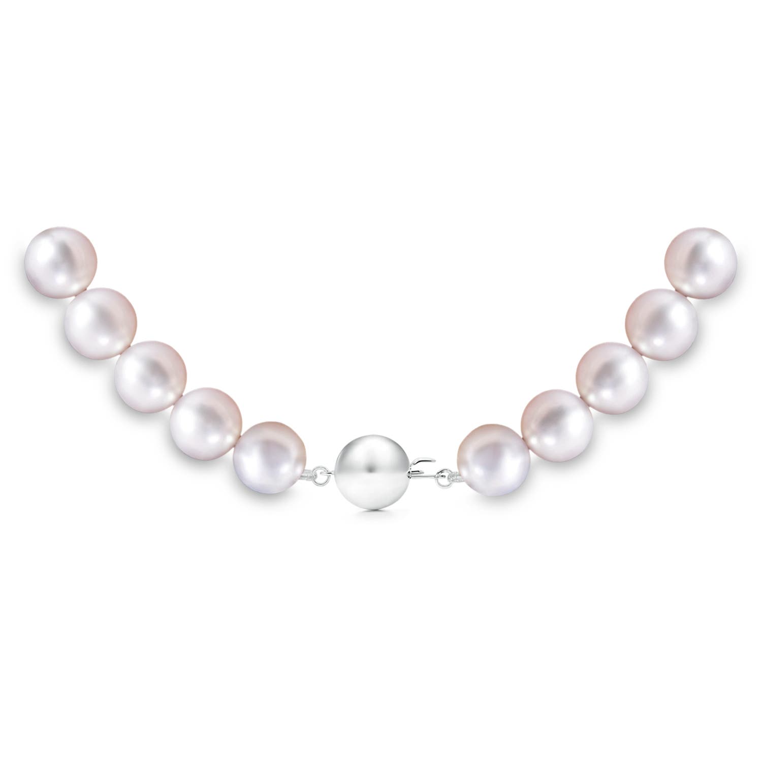 Ball Clasp 6-7mm 6-7mm, 22" Japanese Akoya Pearl Single Strand Necklace in White Gold - side 2