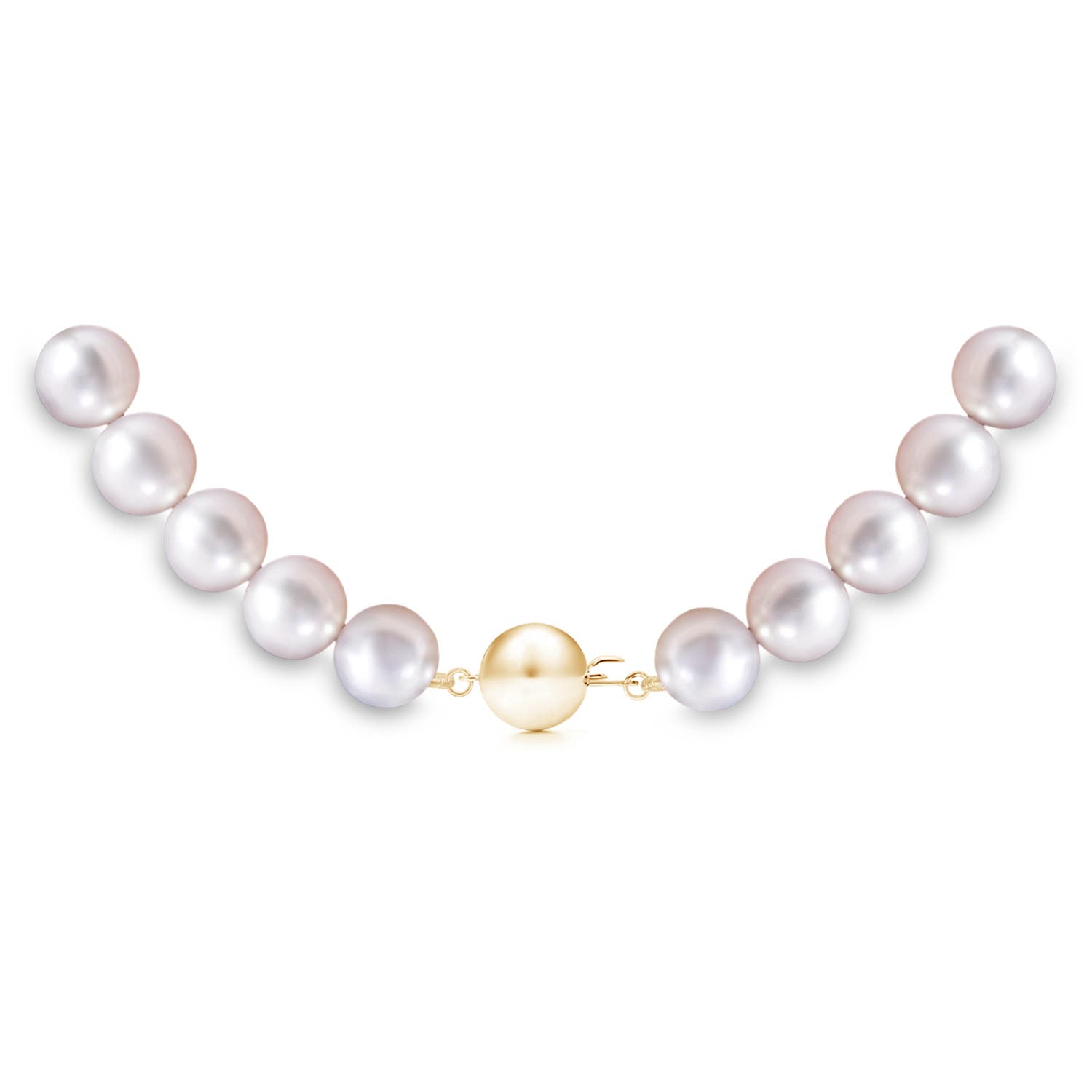 Ball Clasp 6-7mm 6-7mm, 22" Japanese Akoya Pearl Single Strand Necklace in Yellow Gold