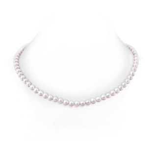 Dia Frosted Ball 6-7mm 6-7mm, 22" Japanese Akoya Pearl Single Strand Necklace in White Gold