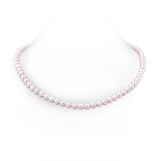 7-8mm Dia Frosted Ball 7-8mm, 22" Single Strand Akoya Cultured Pearl Necklace in White Gold