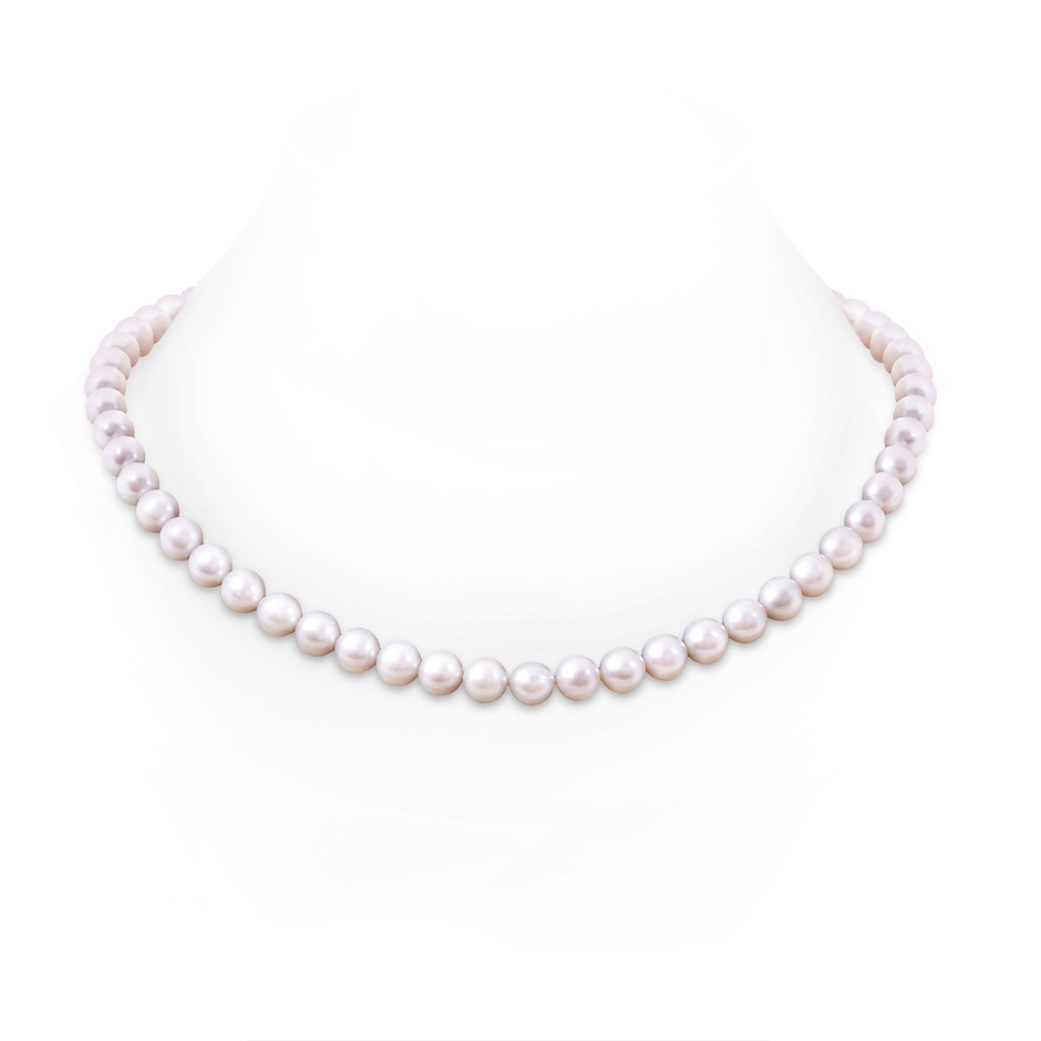 Ball Clasp 8-9mm 8-9mm, 22" Freshwater Pearl Single Strand Necklace in White Gold 