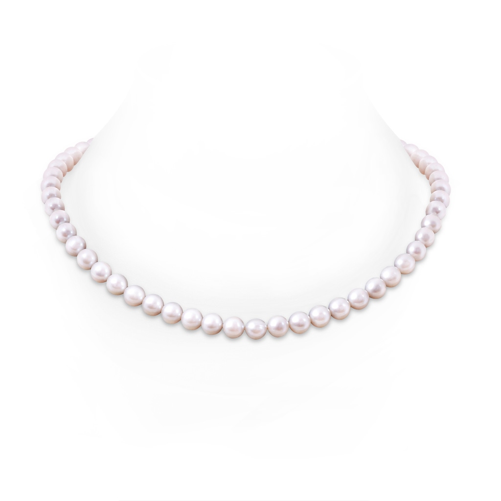 Corrugated Ball 8-9mm 8-9mm, 22" Freshwater Pearl Single Strand Necklace in White Gold