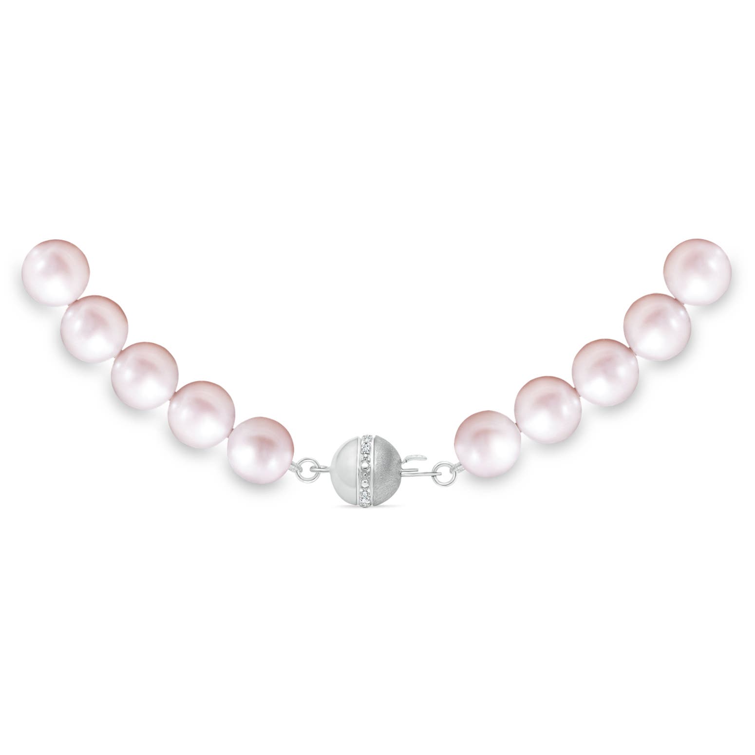 Semi Frosted Diamond Clasp 8-9mm 8-9mm, 22" Freshwater Pearl Single Strand Necklace in White Gold