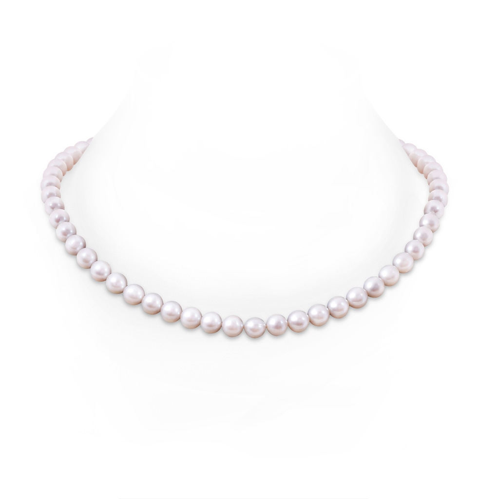 Semi Frosted Diamond Clasp 8-9mm 8-9mm, 22" Freshwater Pearl Single Strand Necklace in Yellow Gold