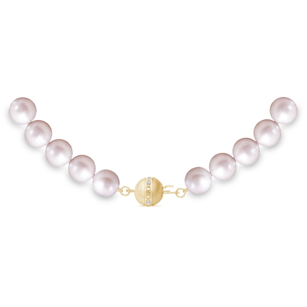 Semi Frosted Diamond Clasp 8-9mm 8-9mm, 22" Freshwater Pearl Single Strand Necklace in Yellow Gold Product Image
