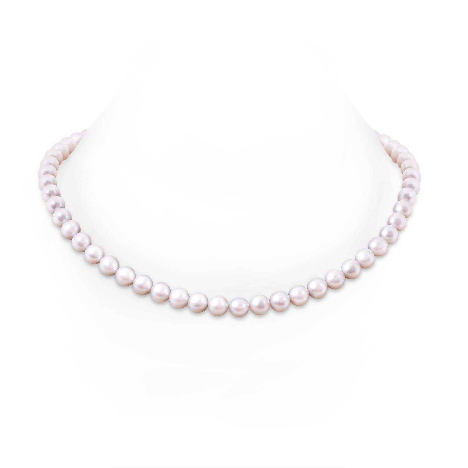 Single Row Bow 8-9mm 8-9mm, 22" Freshwater Pearl Single Strand Necklace in White Gold
