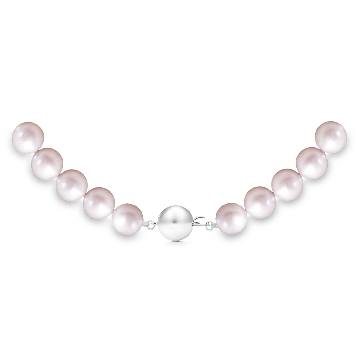 9-10mm Ball Clasp 9-10mm, 22" Freshwater Cultured Pearl Single Line Necklace in White Gold