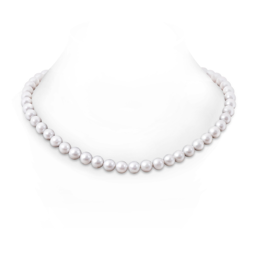 9-10mm Corrugated Ball 9-10mm, 22" Freshwater Cultured Pearl Single Line Necklace in White Gold