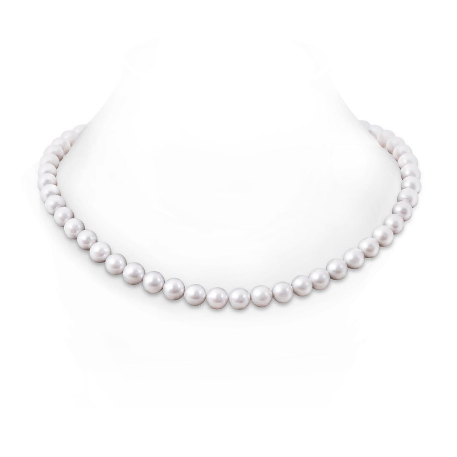 9-10mm Corrugated Ball 9-10mm, 22" Freshwater Cultured Pearl Single Line Necklace in White Gold 