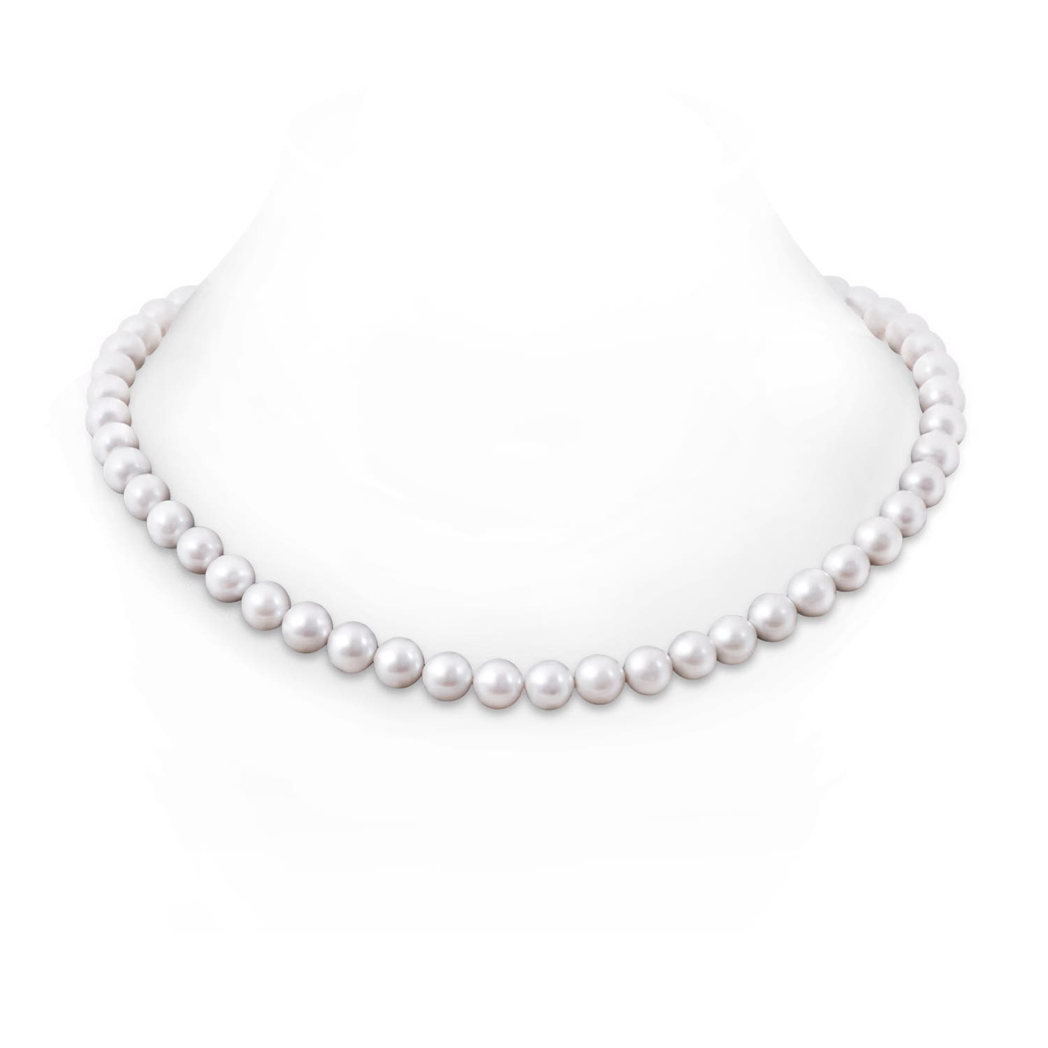 9-10mm Semi Frosted Diamond Clasp 9-10mm, 22" Freshwater Cultured Pearl Single Line Necklace in White Gold