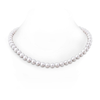 9-10mm Semi Frosted Diamond Clasp 9-10mm, 22" Freshwater Cultured Pearl Single Line Necklace in White Gold