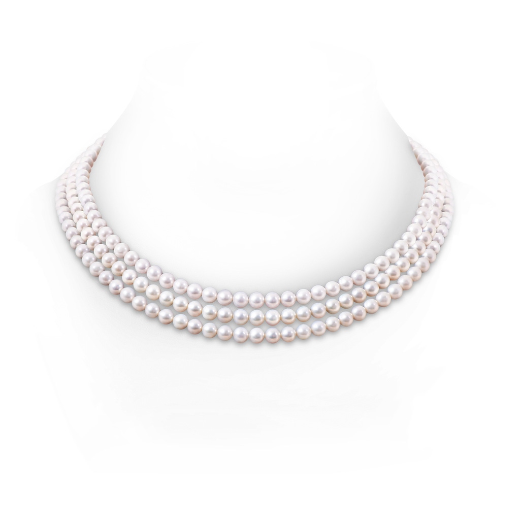 6-7mm Triple Row Rectangular 6-7mm, 18" Freshwater Pearl Triple Strand Necklace in White Gold