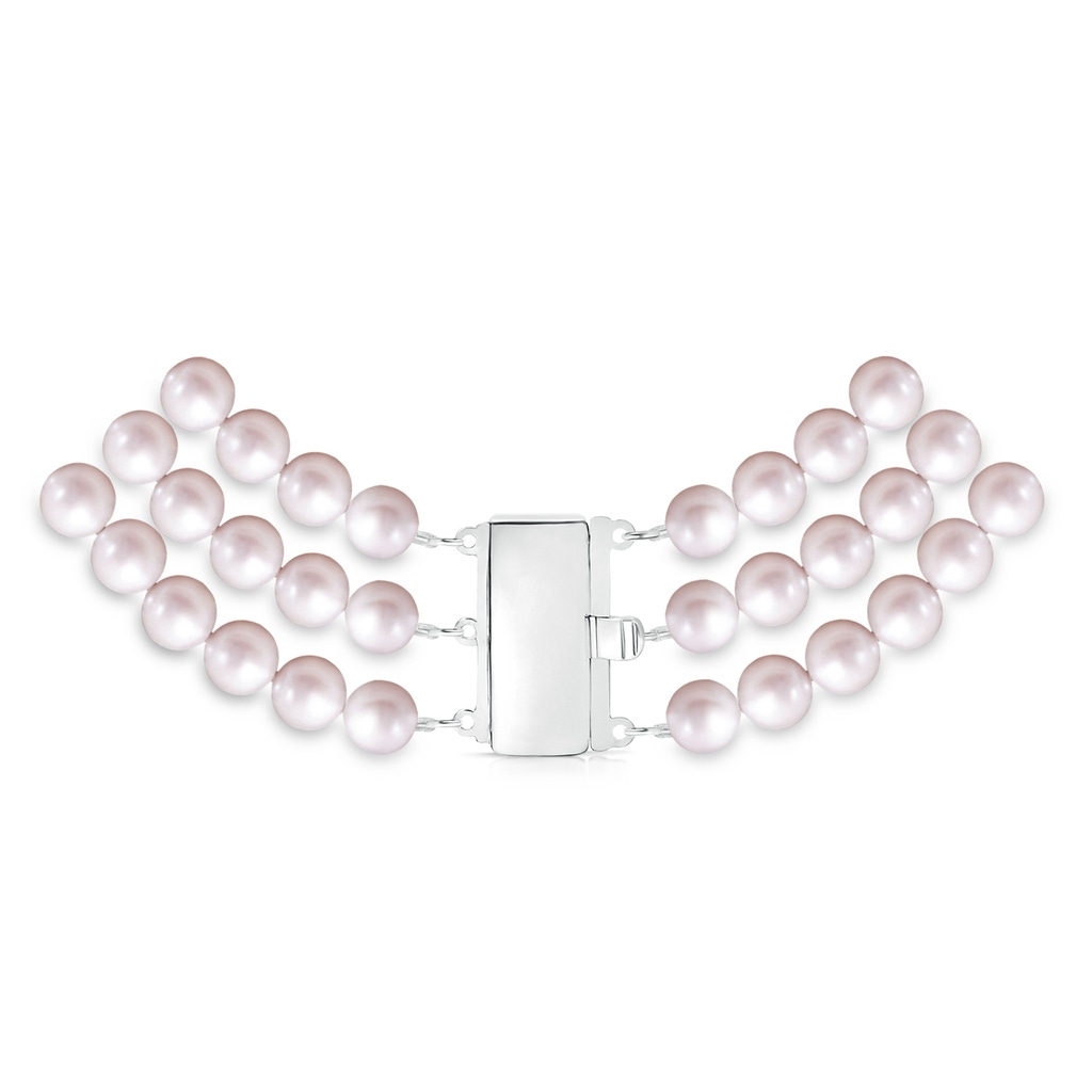 6-7mm Triple Row Rectangular 6-7mm, 18" Freshwater Pearl Triple Strand Necklace in White Gold Product Image