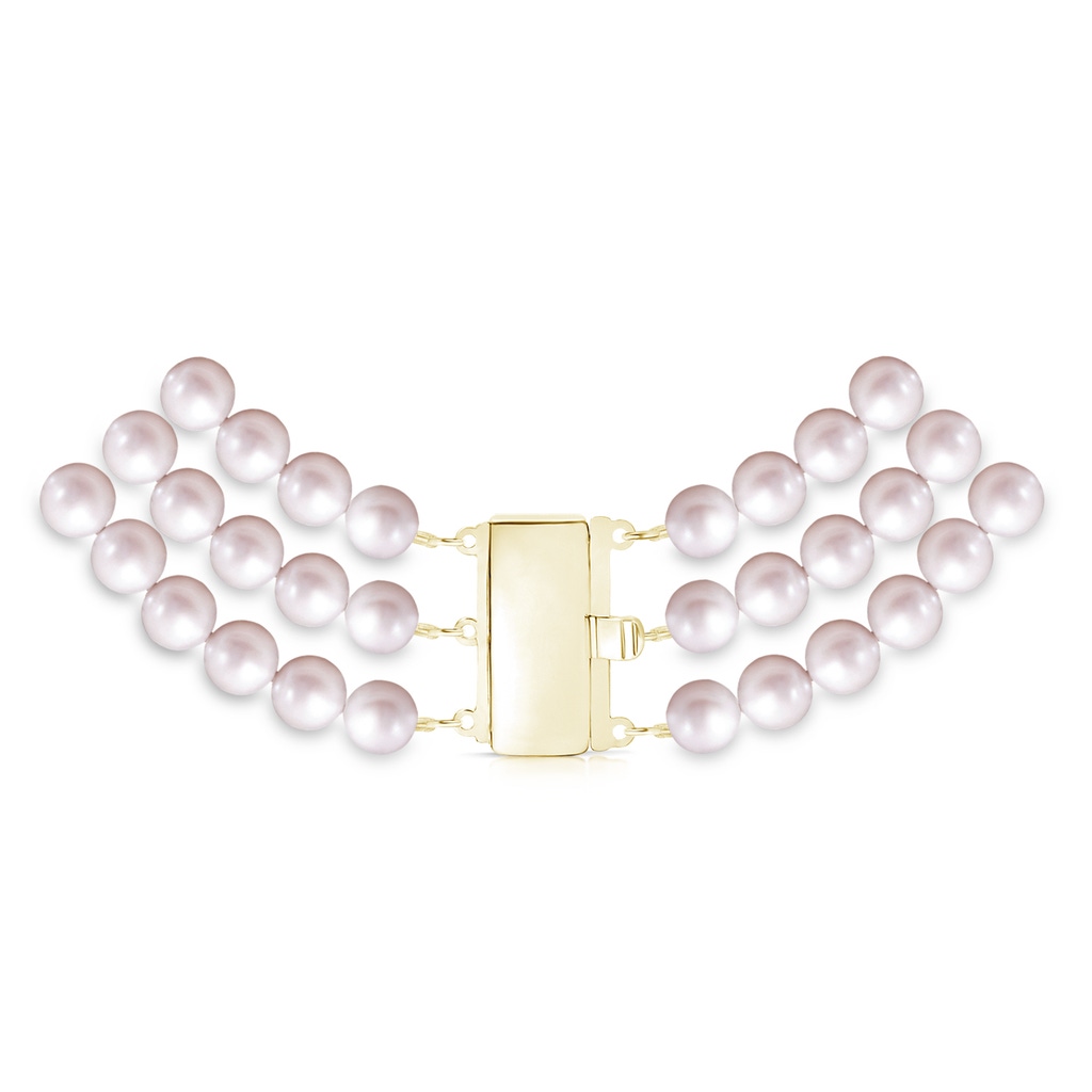 6-7mm Triple Row Rectangular 6-7mm, 18" Freshwater Pearl Triple Strand Necklace in Yellow Gold Product Image