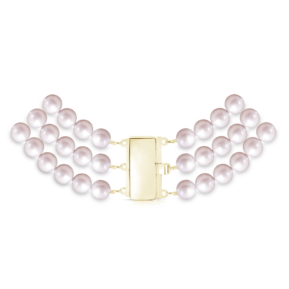 6-7mm Triple Row Rectangular 6-7mm, 18" Freshwater Pearl Triple Strand Necklace in Yellow Gold product image