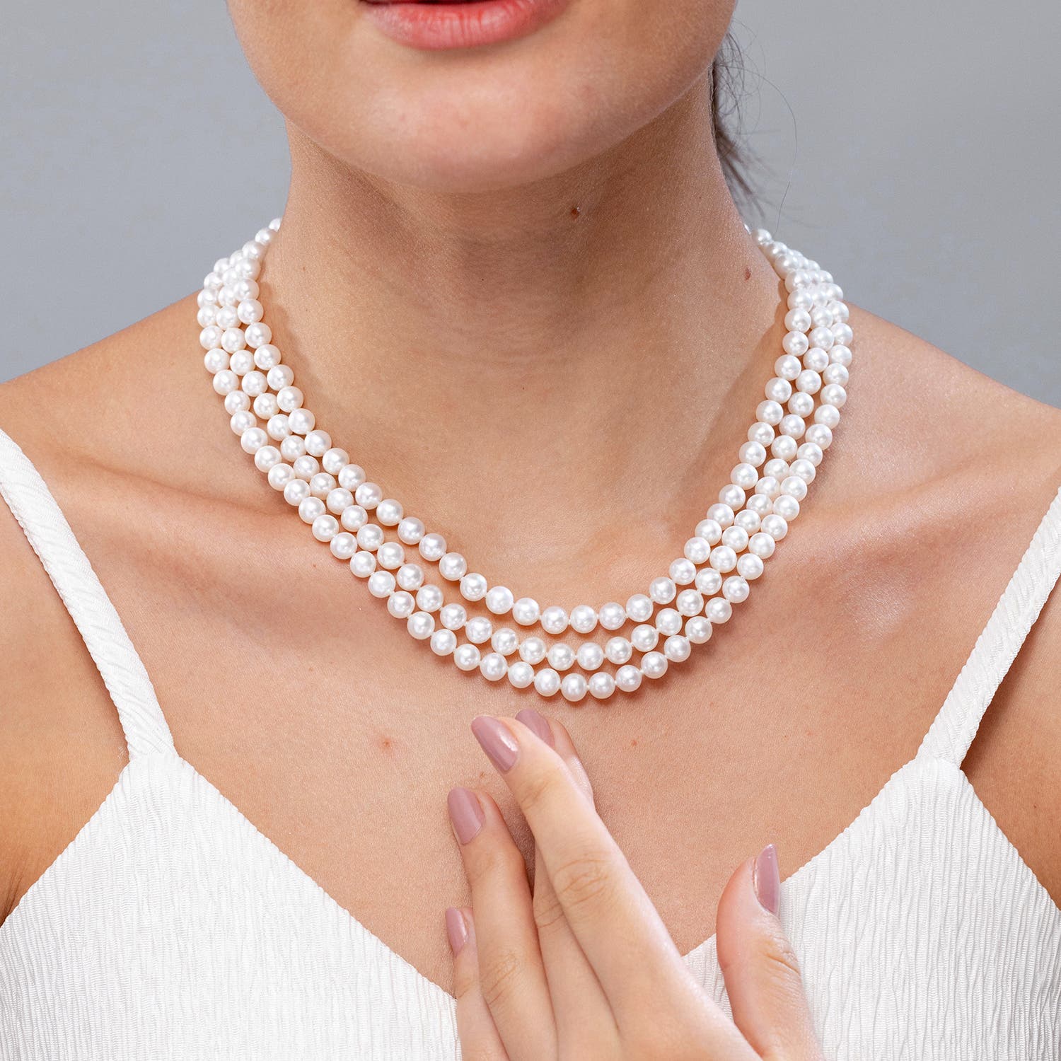 Natural Fresh Water Round Pearls,AAA+ Grade Round Pearl 2 Strand online White Bridal Pearls Necklace Sets,Special Day Gifts,Wedding Gift,Gift 4 Her