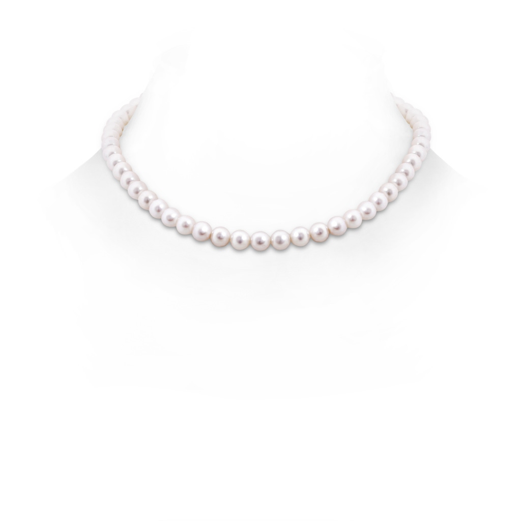 6.5-7mm Single Row Bow 16" Freshwater Cultured Pearl Choker Necklace in White Gold