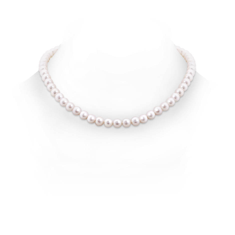 6.5-7mm Ball Clasp 18" Freshwater Pearl Princess Necklace in White Gold 