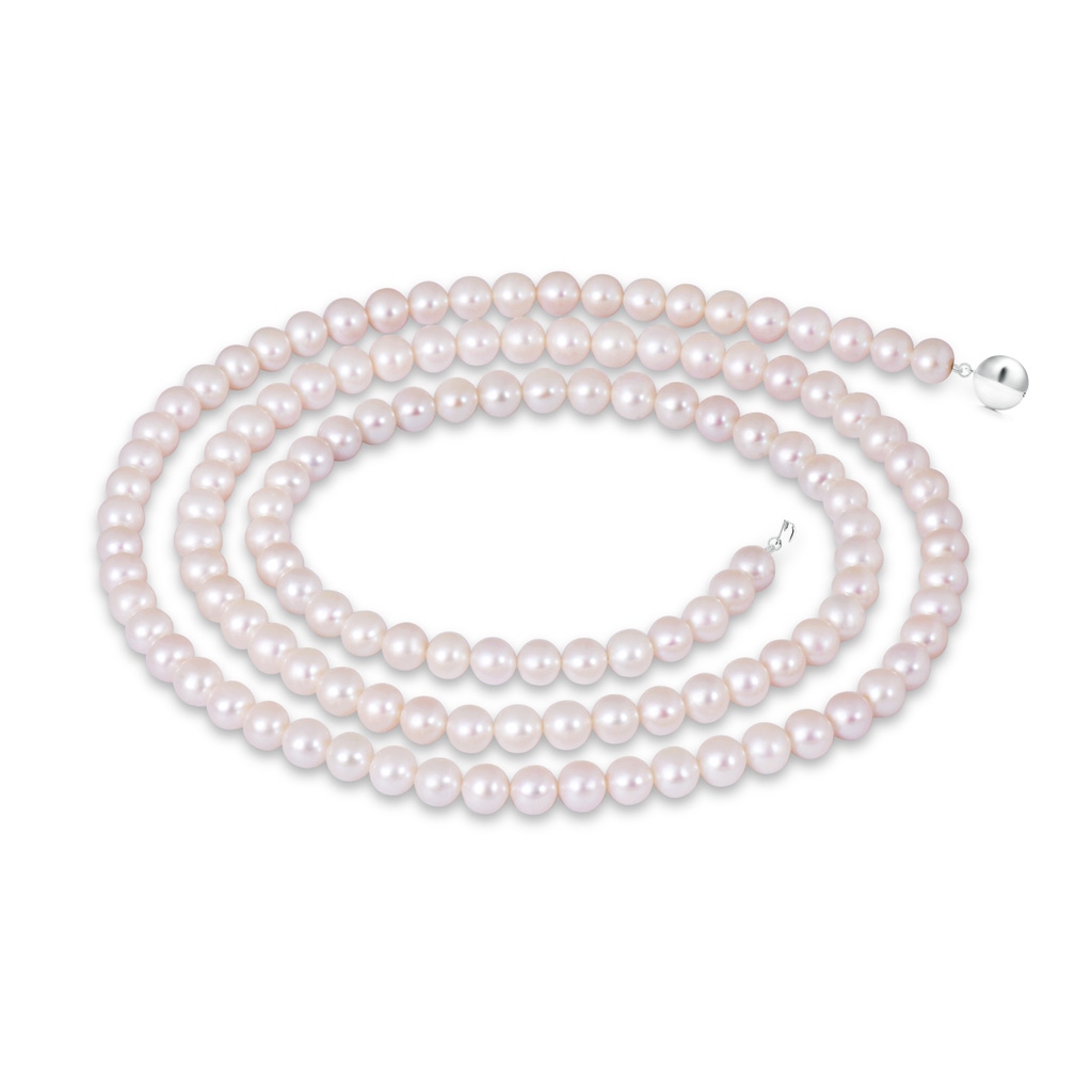 6.5-7mm Ball Clasp 30" Freshwater Pearl Opera Necklace in White Gold