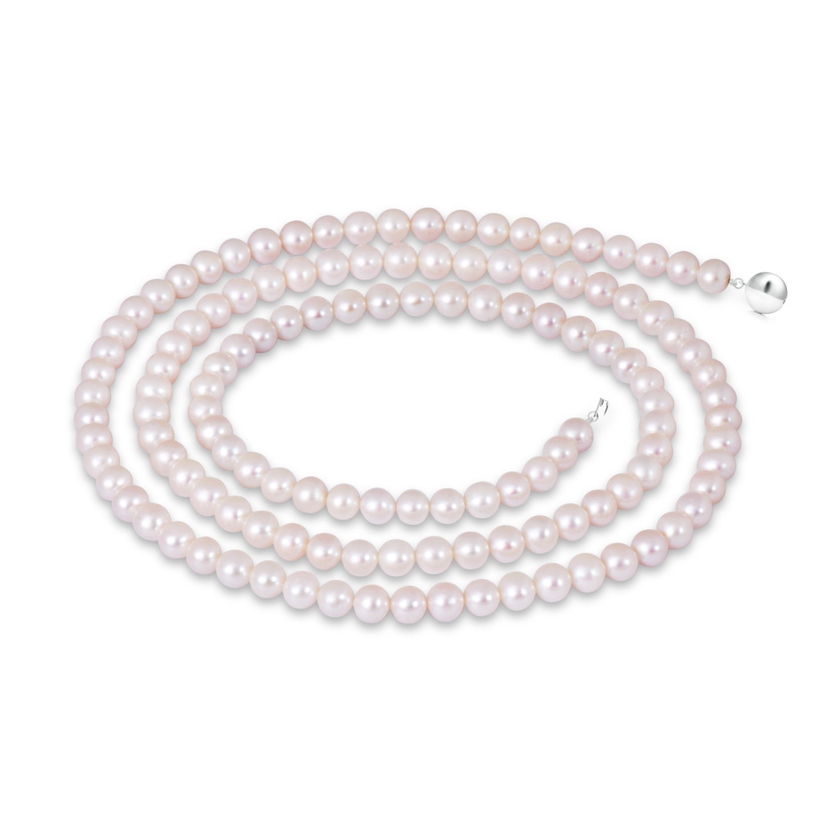 6.5-7mm Ball Clasp 30" Freshwater Pearl Opera Necklace in White Gold 