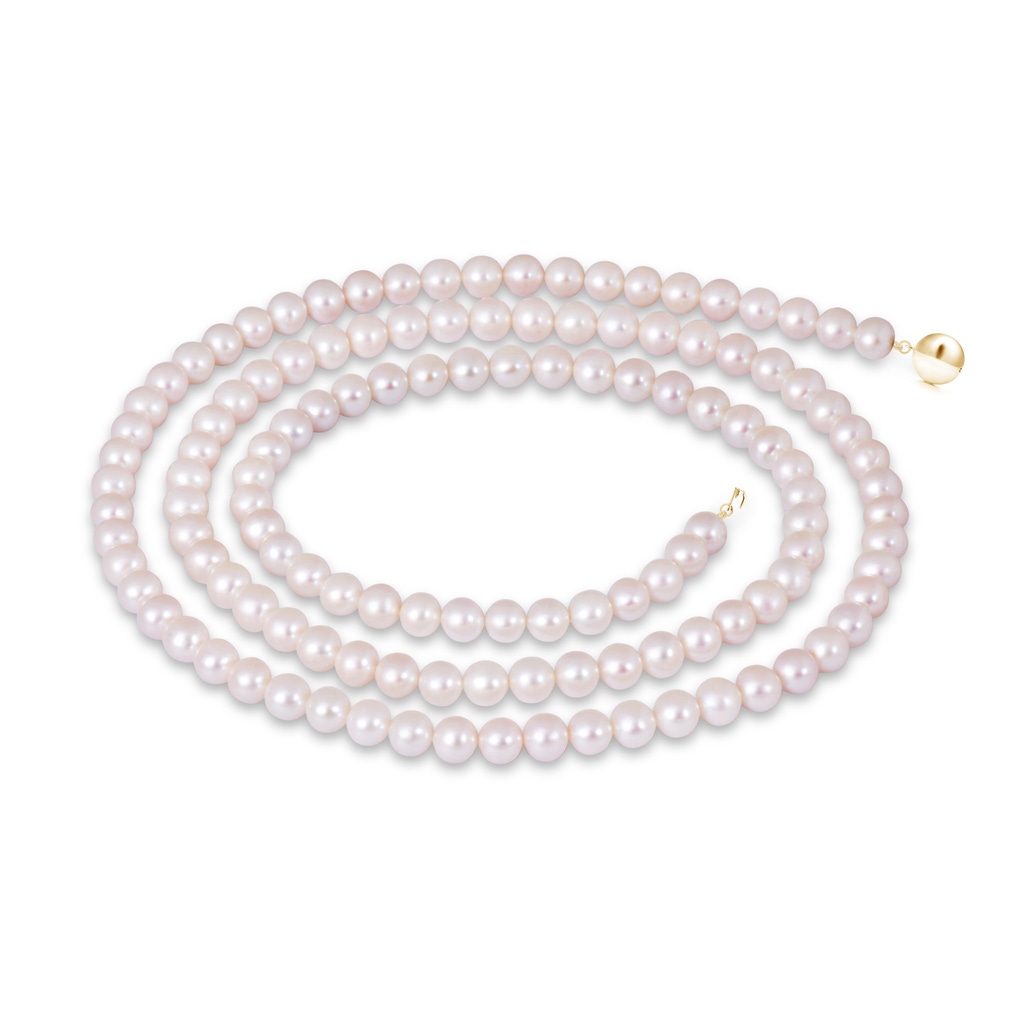 6.5-7mm Ball Clasp 30" Freshwater Pearl Opera Necklace in Yellow Gold 