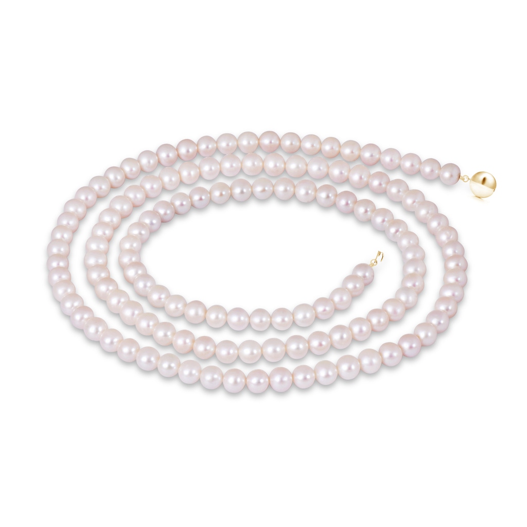 6.5-7mm Ball Clasp 30" Freshwater Pearl Opera Necklace in Yellow Gold