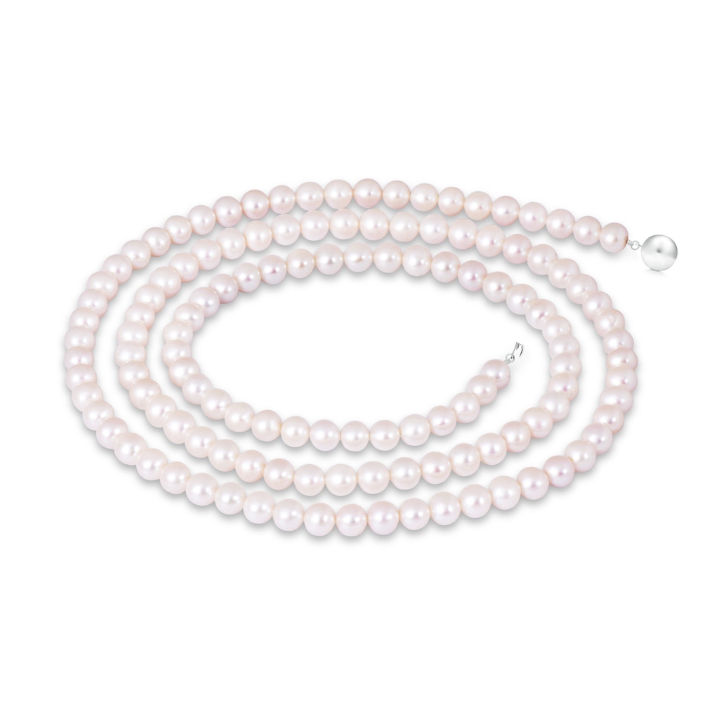 6.5-7mm Ball Clasp 40" Freshwater Pearl Rope Necklace in White Gold 