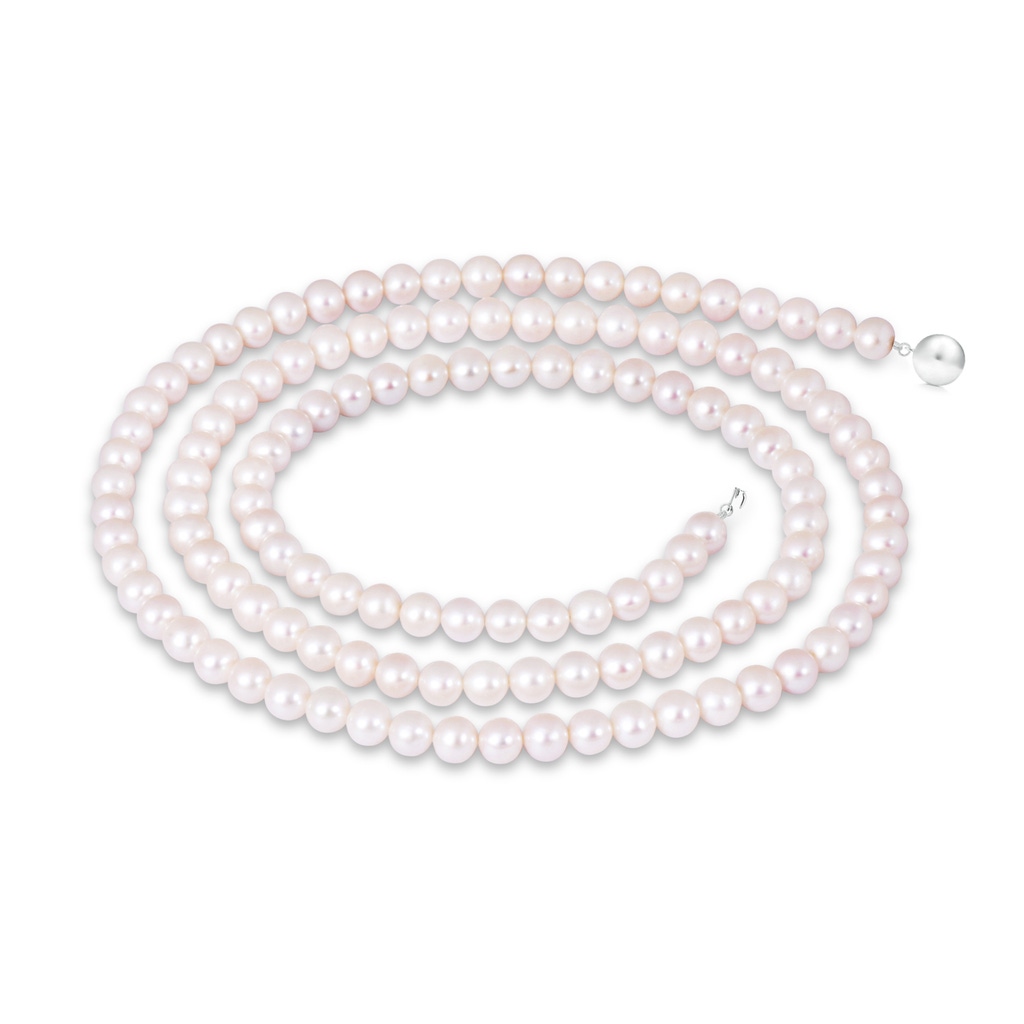 6.5-7mm Ball Clasp 40" Freshwater Pearl Rope Necklace in White Gold