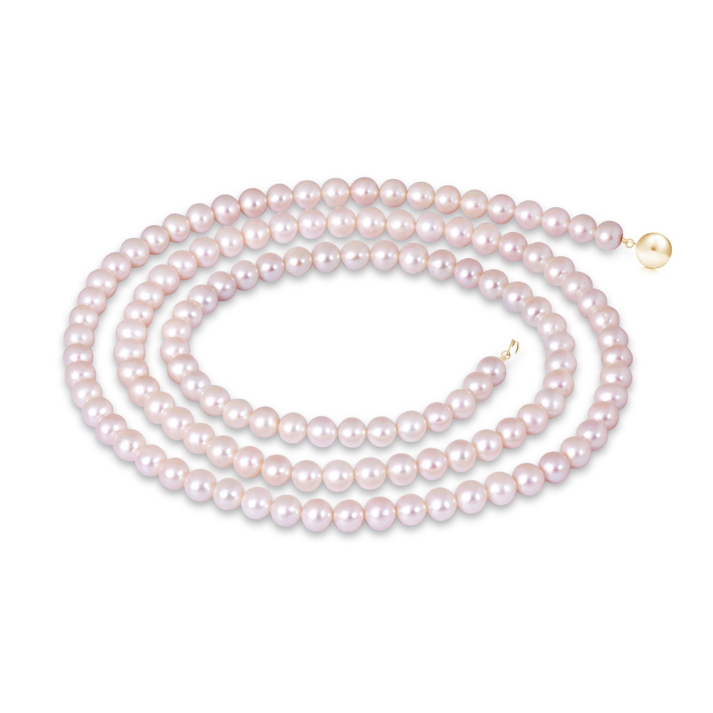 6.5-7mm Ball Clasp 40" Freshwater Pearl Rope Necklace in Yellow Gold