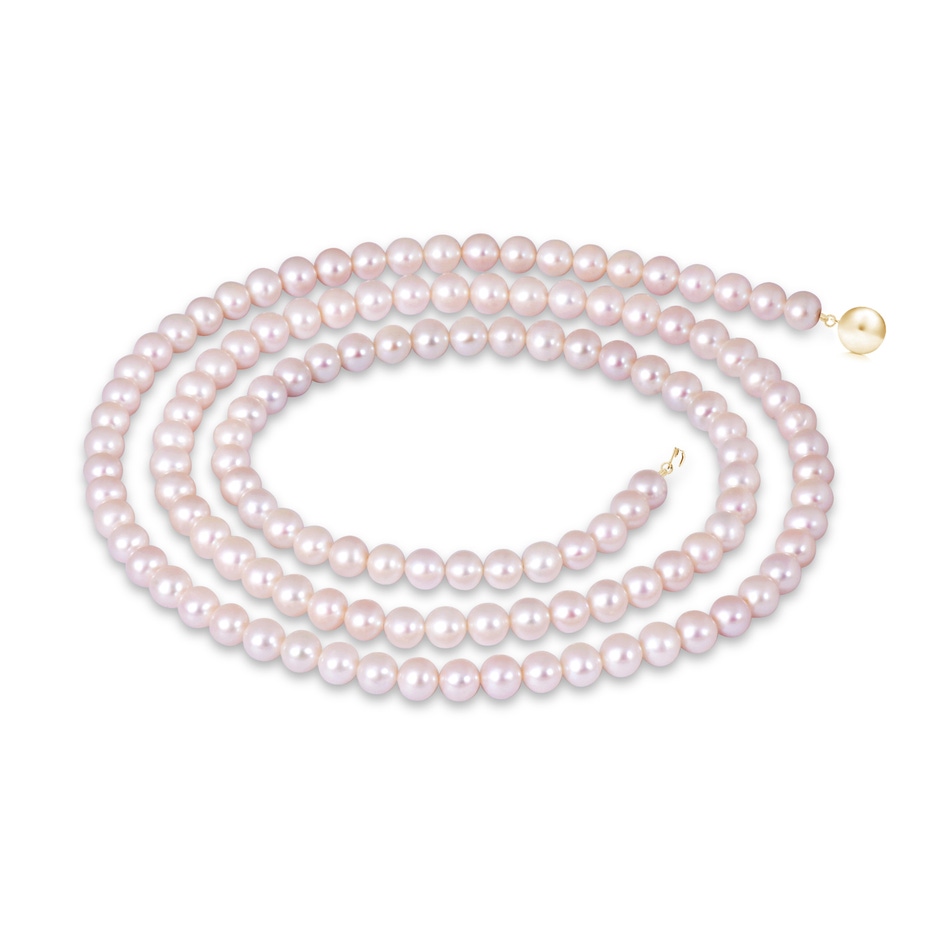 6.5-7mm Ball Clasp 40" Freshwater Pearl Rope Necklace in Yellow Gold 